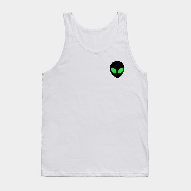 Alien with green eyes design for t-shirts, hoodies, stickers, cases, notebooks, pillows, totes, masks Tank Top by Anastasia Letunova